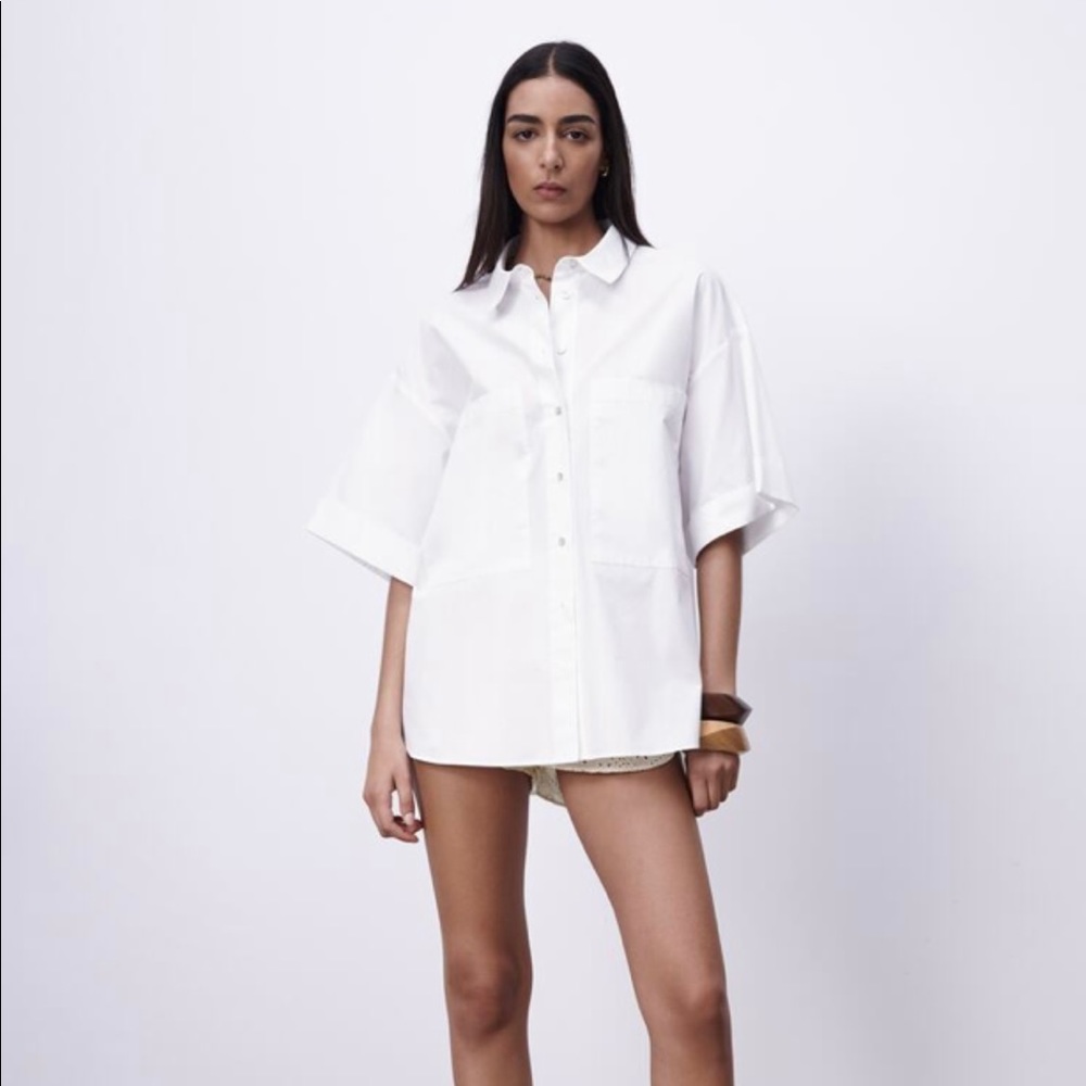 Oversized Poplin Shirt white